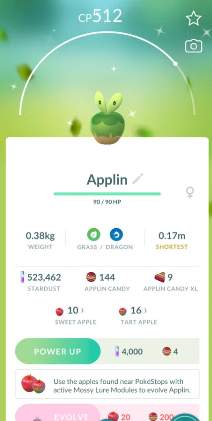 Pokemon PTC Go - 5 x Shiny Applin - Full Evo Line